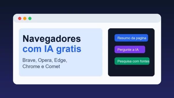Navegadores com IA gratis em uma interface de navegador com assistente lateral