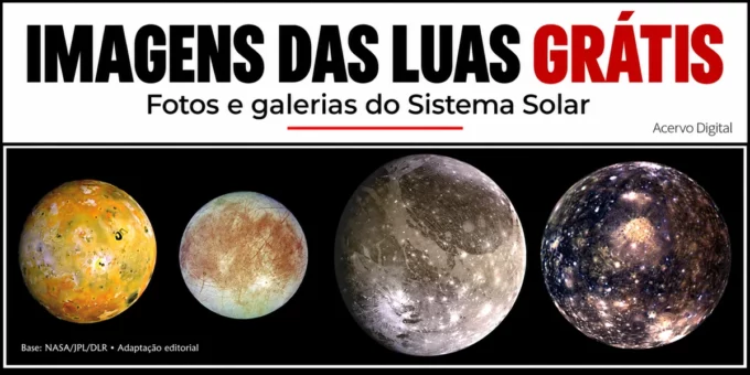 Imagens das luas grátis: capa com Io, Europa, Ganimedes e Calisto